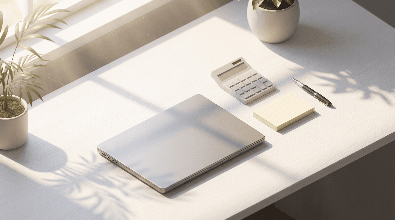Calculator and investment planning documents on desk